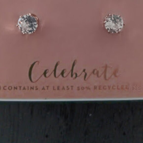 LC LAUREN CONRAD Gold Round Clear Crystal Stud Earrings**NEW! - Picture 2 of 3